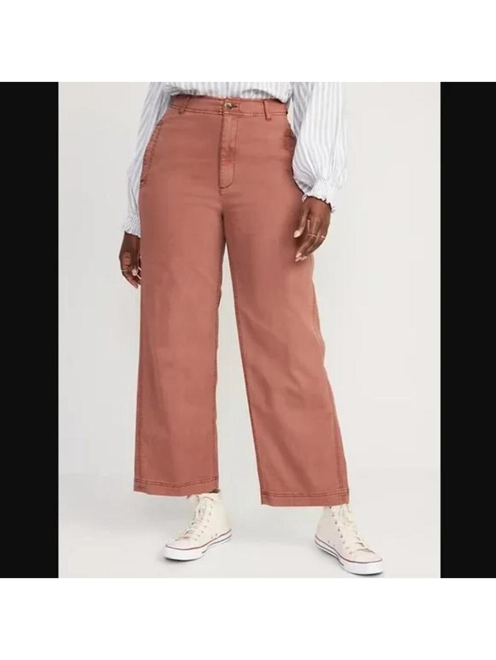 Old Navy High Rise Wide-Leg Utility Pants Rusty Rose Size 14 Trendy Relaxed Fit